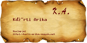 Kürti Arika névjegykártya